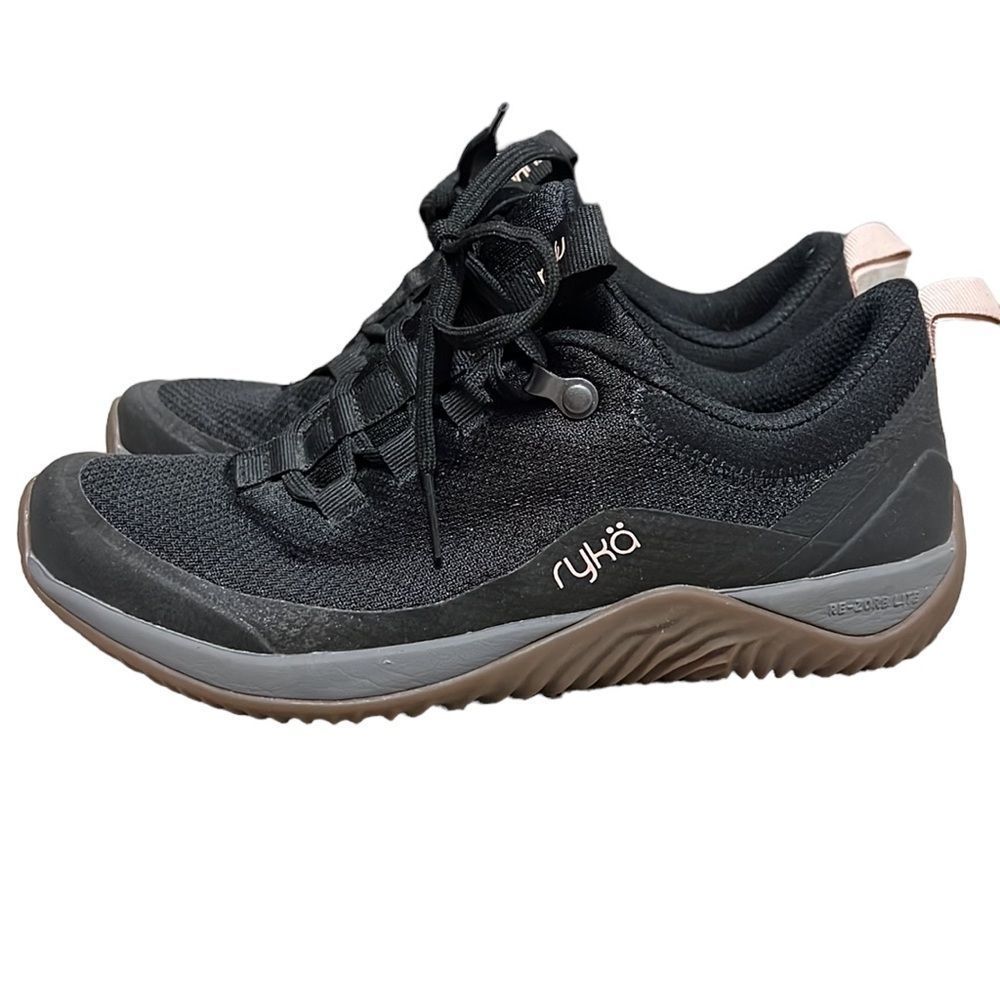 Ryka Sneaker Woman's Size 5.5 Black Echo Low Lace Up Athletic Arch Support Shoes - Picture 3 of 10